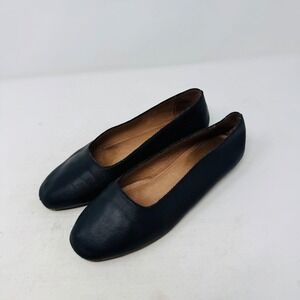 Madewell Black Leather Ballet Flats Round Toe Size 6 Classic Minimalist Capsule